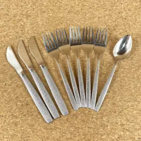 Eks41 Ekco 9 Pcs Knife Salad Fork Teaspoon Vintage Stainless Steel Flatware #2