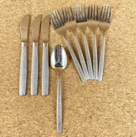 Eks41 Ekco 9 Pcs Knife Salad Fork Teaspoon Vintage Stainless Steel Flatware