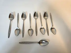 Eld18 Eldan Stainless Steel Roses Textured 9 Teaspoons Silverware Flatware Japan