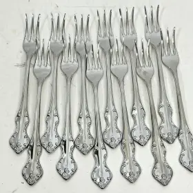 Eld20 Eldan 12 Piece Japan Stainless Silverware Cocktail Forks Appetizer Set Vtg