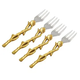 70014 Elegance Golden Vine Forks 5.25-inch Silver/gold Set Of 4 Cocktail Fork