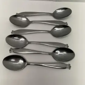 Ems5 Empress Crown Set Of 6 Dinner Spoons Stainless Flatware Vintage Mcm Japan
