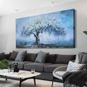 Li-efg8-wlrv Enartly Teal Tree Wall Art For Living Room Blue 48 Inch L X 24 W