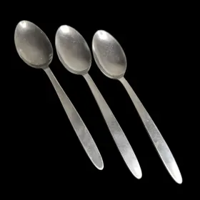 Ens2 Englishtown Lot Of 3 Table Spoon Stainless Glossy Flatware 7 1/4 Inch Plain