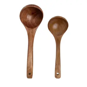 5s5d4hgki Eorta Set Of 2 Wooden Spoons For Cooking Sizes Deep Ladle Natural Wood Sauces Por