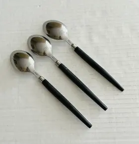 Eps11 Epic Stainless Japan Set Of 3 Teaspoons Blue Pattern On White #3