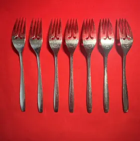 Eps2 Epic Set 7 Custom Stainless Salad Forks Japan Mcm Scroll Pattern Curlicues #3