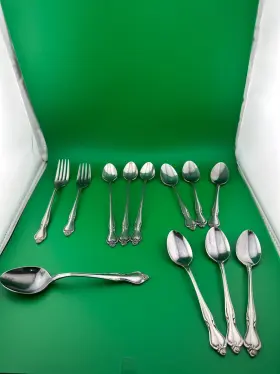 Eps16 Epic Siver Silver Regal Rose Stainless Flatware Lot Of 12 Pieces