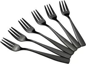 3-tines Er 445010325355 16-piece Dessert Fork Stainless Steel Appetizer Forks Black