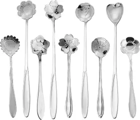 Esrise 313084294297 9 Pcs Flower Spoon Coffee Teaspoon Set Stainless Steel Tea For