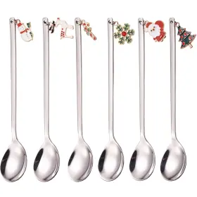 Esrise 791727115978 6 Pcs Christmas Coffee Spoon Stainless Steel Tea Dessert Drink Mixing