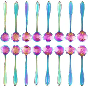 Esrise 883343533899 16 Pcs Multi Color Teaspoon Set Stainless Steel Cute Coffee Spoon Milkshake