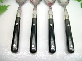 Wlf11 Estia-wesley Forge Stainless Black Handle Knives Dinner Forks Salad Dessert