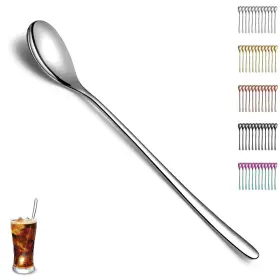 1.argent Evanda Long Handle Iced Tea Spoons Set Of 12 Pieces Stainless Steel Teaspoons Stirring
