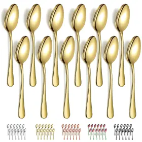 Ev.1010ds.g12 Evanda Gold Dinner Spoons 12 Pieces Titanium Plating Stainless Steel 7