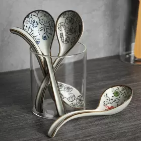 Evannt 616519754923 Ceramic Soup Spoons Set Of 4 Porcelain Japanese Spoon Long Handle Asian #2