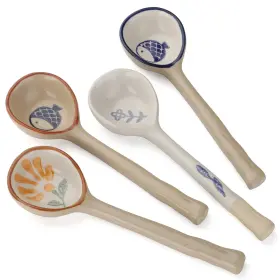 Evannt 659446710006 Porcelain Soup Spoons Set Of 4 Long Handle Japanese Round Spoon Hand-pai