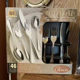 Everyday Gibson 085081702043 Tavernware Stainless Steel Flatware 46 Piece 6 Sets Alexis New