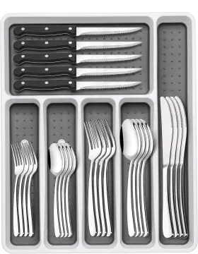 Xike-0054us Ewfen 49-piece Silverware Set With Organizer Heavy Duty Stainless Steel Silver