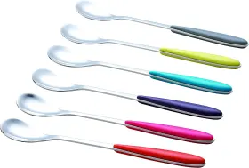 Wf22 Exerz Limited Exzact Ice-cream Sundae Spoons 6pcs Stainless Steel Assorted Colours - Long Hand