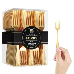 94417-500 Exquisite Mini Forks For Desserts - Bulk Pack Of 500 Gold Dessert Dispo