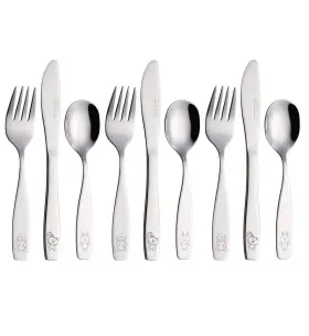 Exzact 060444454864 9pcs Childrens Flatware Kids Silverware Forks Dinnerknives Spoons Dog Cat