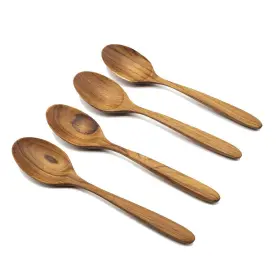 Faay 857124837294 4 Pcs Teak Wooden Spoons 8 Inch Wood Soup Handcraft From High Mo