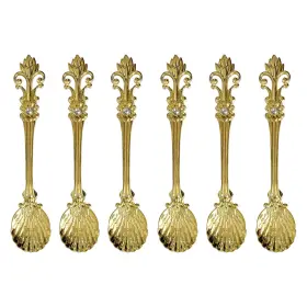 Fanquare 742218137771 6 Pack Mini Spoons Coffee Espresso Demitasse Vintage Tea Spoon 4.5 Inch Gold