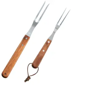 Fantasyon 741960831616 2 Pack Meat Fork With Wooden Handle Stainless Steel Silver