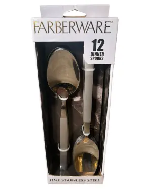 Farberware 814550048159 12 Alexandria Glossy Stainless Soup Dinner Spoons Frosted Handles #2