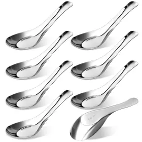 633396 Fdczeyxior Stainless Steel Soup Spoons Set Of 8 Chinese Spoon Dinner Mirror
