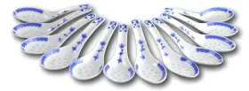 Festcool 799648664926 12 Pcs Blue And White Porcelain Rice Pattern Soup Tea Spoons For Table An