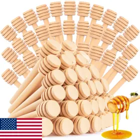B0byd4t5c4 Ffniu 60pcs Wooden Honey Dipper Sticks 3-inch Mini Honeycomb Stirrers For Jars