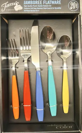 650320fsta12ds Fiesta Jamboree Multicolor 20-piece Flatware Set Service For 4 - New