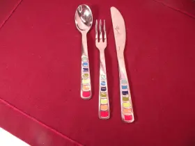 Fiesta 719978988615 Kids Childrens Set Celebration Flatware Stainless Fork Knife Spoon