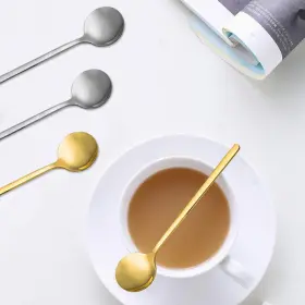 Findtop 931234786009 Pack Of 8 Gold And Silver Plated Stainless Steel Espresso Spoons Mini Teaspoo #2