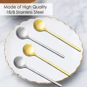 Findtop 931234786009 Pack Of 8 Gold And Silver Plated Stainless Steel Espresso Spoons Mini Teaspoo #3