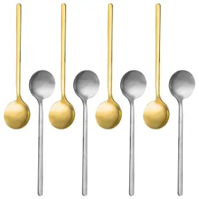 Findtop 931234786009 Pack Of 8 Gold And Silver Plated Stainless Steel Espresso Spoons Mini Teaspoo