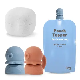 Safg13-br Firgi Octopus Blue Red Softsip Food Pouch Toppper 2ea Travel Case Preven