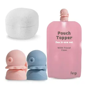 Safg13-pb Firgi Octopus Blue Pink Softsip Food Pouch Toppper 2ea Travel Case Preve