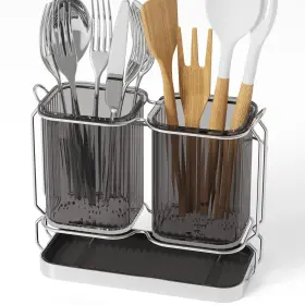 Utensil2 First-zgel Utensil Holder Counter 6.7 Inch Plastic Silverware Caddy For Par