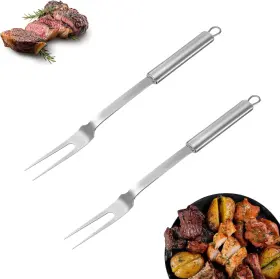 Cz031 Fjyxchenxm 2 Pcs Meat Forks Professional Cooking Fork Grilling Silver