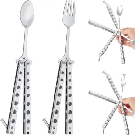 Du-flutesan-43699 Flutesan 313038163112 2 Pcs Butterfly Fork And Spoon Set Tactical Folding St