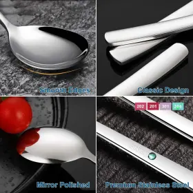 Flying Leaves 689911831141 Premium Korean Soup Spoon Set 5-piece 18/10 Stainless Steel Spoons With 8- Inch #3