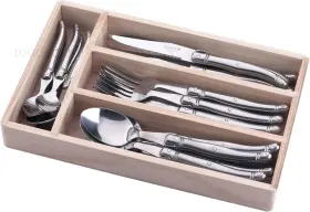 Tltw-e1008b Flyingcolors Laguiole By Flatware Set. Stainless Steel Wooden Drawer 24steel