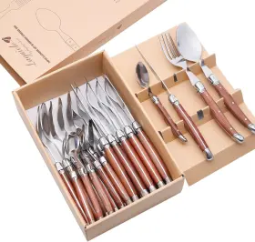 Tltw-w240 Flyingcolors Laguiole By Stainless Steel Flatware Set. Wood Handles 24wood