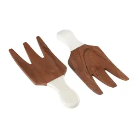Folkulture 904412415235 Salad Hands Or Set Of 2 Acacia Wood Servers Tongs Claws