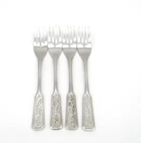 Forceart 741011482330 Korean Stainless Steel Salad Forks Ginseng Patten Tableware 4 Pcs