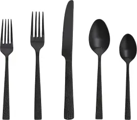 20pps-5076b-05 Fortessa Nomad 20 Piece Place Setting Service For 4 Brushed Matte Black