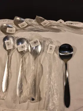 Dfs12011 Fox Valley Traders Walter Drake Stainless Steel Soup Spoons Set Of 7